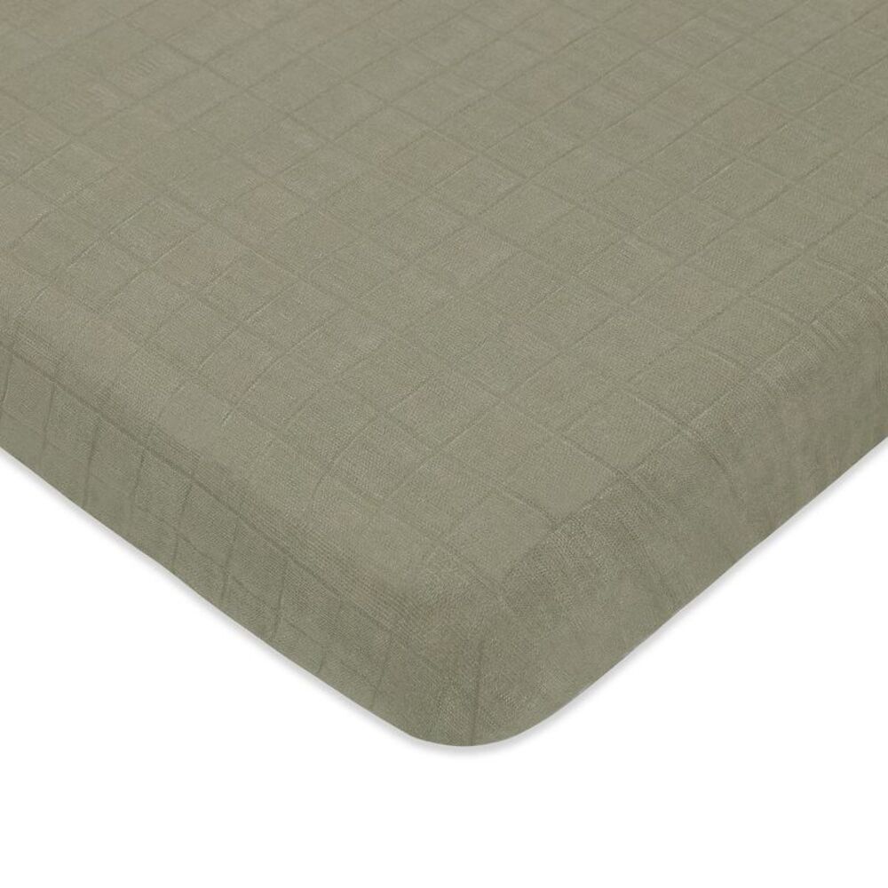 Babyletto Mini Crib Sheet in GOTS Certified Organic Muslin Cotton - Matcha